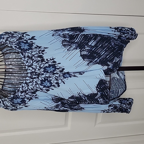 FREE PEOPLE Birds Of A Feather Floral Blue Women's Blouse SIZE XS - Picture 4 of 12